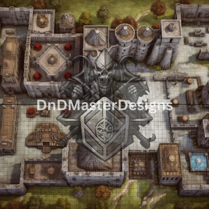 dnd castle fortress battlemap for roll20, foundry. battle map. VTT maps. Tabletop RPG map. D&D Digital Map. dnd grid map.