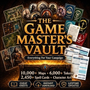 DnD Battle Maps, Spell Cards, Character Art, Tokens & More! Game Masters Entire Shop Bundle