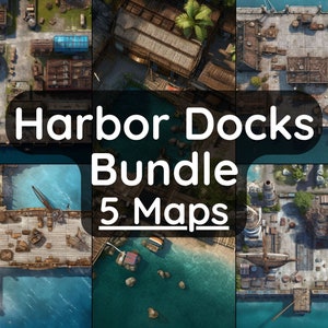 DnDHafen Map Bundle, 5 D&D Digitale Maps, Dungeons and Dragons Maps, Roll20 Map, Fantasy Maps, VTT