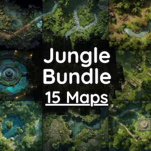 Megabundel DnD Jungle Battle Map, 15 D&D Battlemaps, Dungeons and Dragons Digital Battle Maps, Roll20 Battlemap, Fantasy Grounds, Foundry