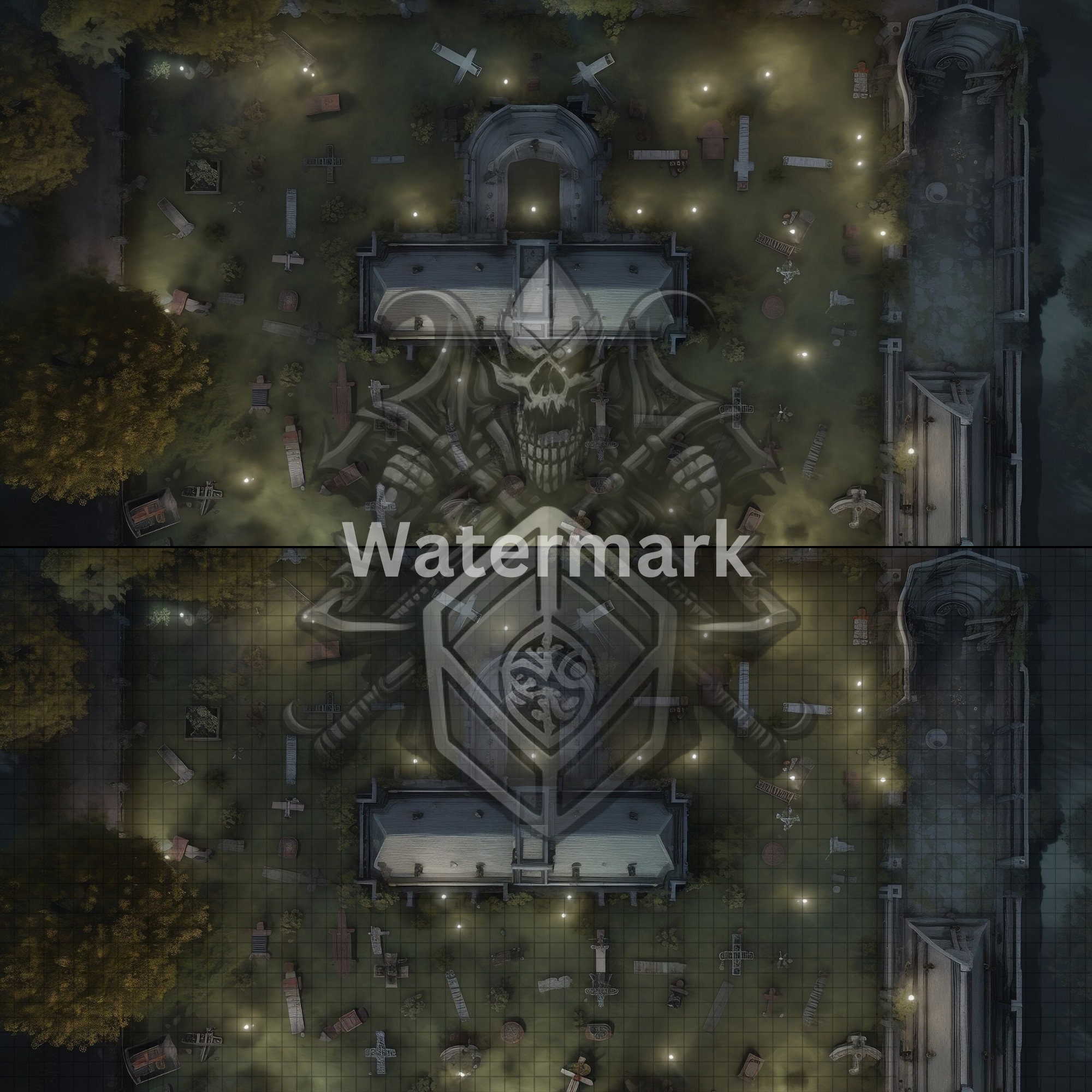Dnd Graveyard Battle Map Bundle, 5 D&D Digital Encounter Battlemaps 