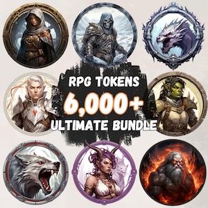 6000+ RPG Token Bundle | VTT Transparent Battle Tokens for DnD & Tabletop RPGs | Player Races, Character, Classes, Monster | Roll20, Foundry
