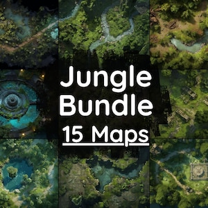 RPG Jungle Battle Map Mega Bundle, 15 Battlemaps, Dungeons 5e Digital Battle Maps, Roll20 Battlemap, Fantasy Grounds, Foundry