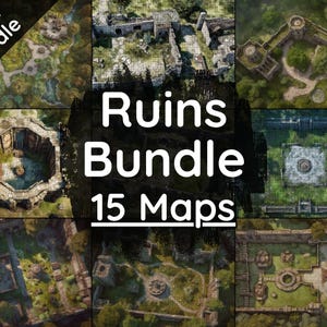 Ruins Battle Map Mega Bundle: 15 RPG Maps for DnD 5e Roll20, Foundry VTT