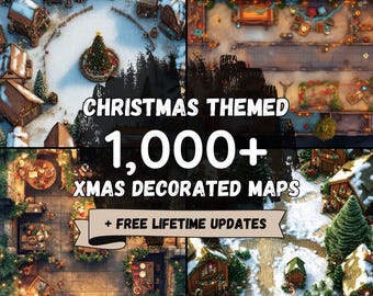 1000+ Christmas Battle Maps Bundle: Festive Xmas RPG maps for DnD, Roll20 VTT