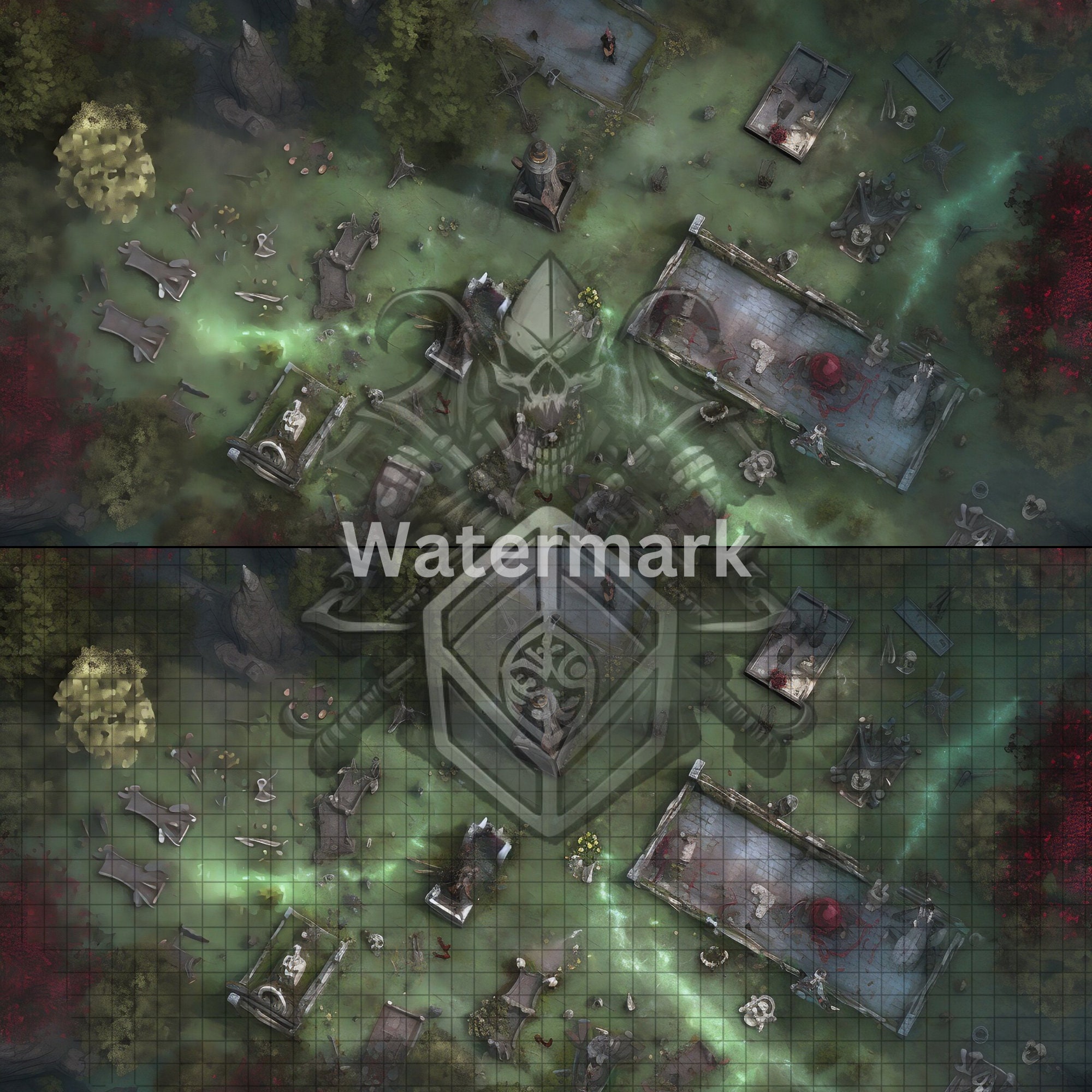 Dnd Graveyard Battle Map Bundle, 5 D&D Digital Encounter Battlemaps 