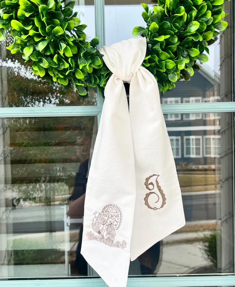 Custom Wreath Sash - Thanksgiving Turkey