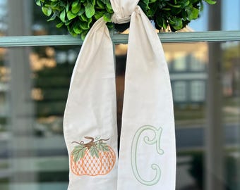 Custom Wreath Sash - Fall Pumpkin