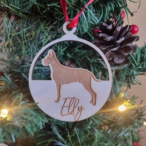 Enfeite de Natal gravado personalizado de raça de cachorro, enfeite de animal de estimação