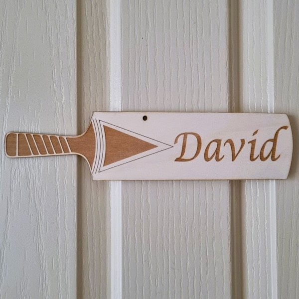 Cricket Bat Bedroom Door Sign, Personalised Name Sign, Cricket Lovers Gift