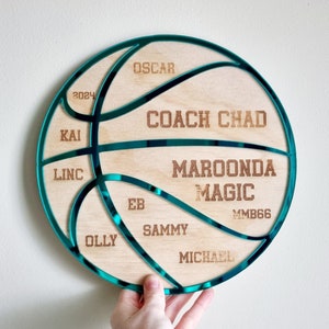 Plaque personnalisée d'entraîneur de basket-ball, cadeau d'équipe de basket-ball, cadeau d'entraîneur personnalisé, prix de basket-ball, trophée de fin de saison