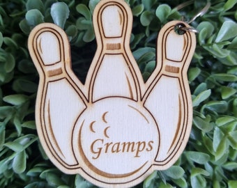 Personalised Bowling Keyring, Keychain, Ten Pin Bowling, Engraved Gift, Team Gift