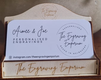 Wooden Personalised Business Card Holder, Small Business, Business Card Display