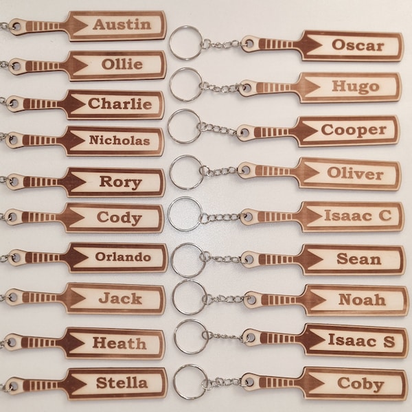 Gepersonaliseerde Cricket Bat-sleutelhanger, sleutelhanger, cricketliefhebbers, gegraveerd teamcadeau