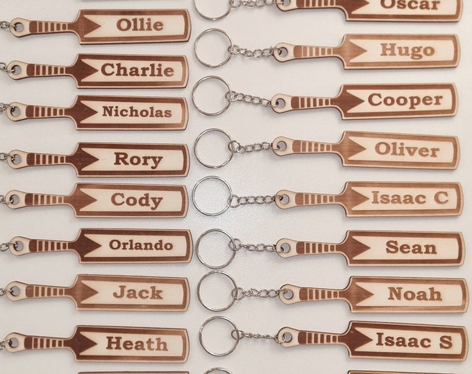Personalised Cricket Bat Keyring, Keychain, Cricket Lovers, Engraved Team Gift