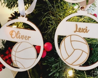 Personalised Sports Christmas Ornament, Cricket, Tennis, Volleyball, Basketball