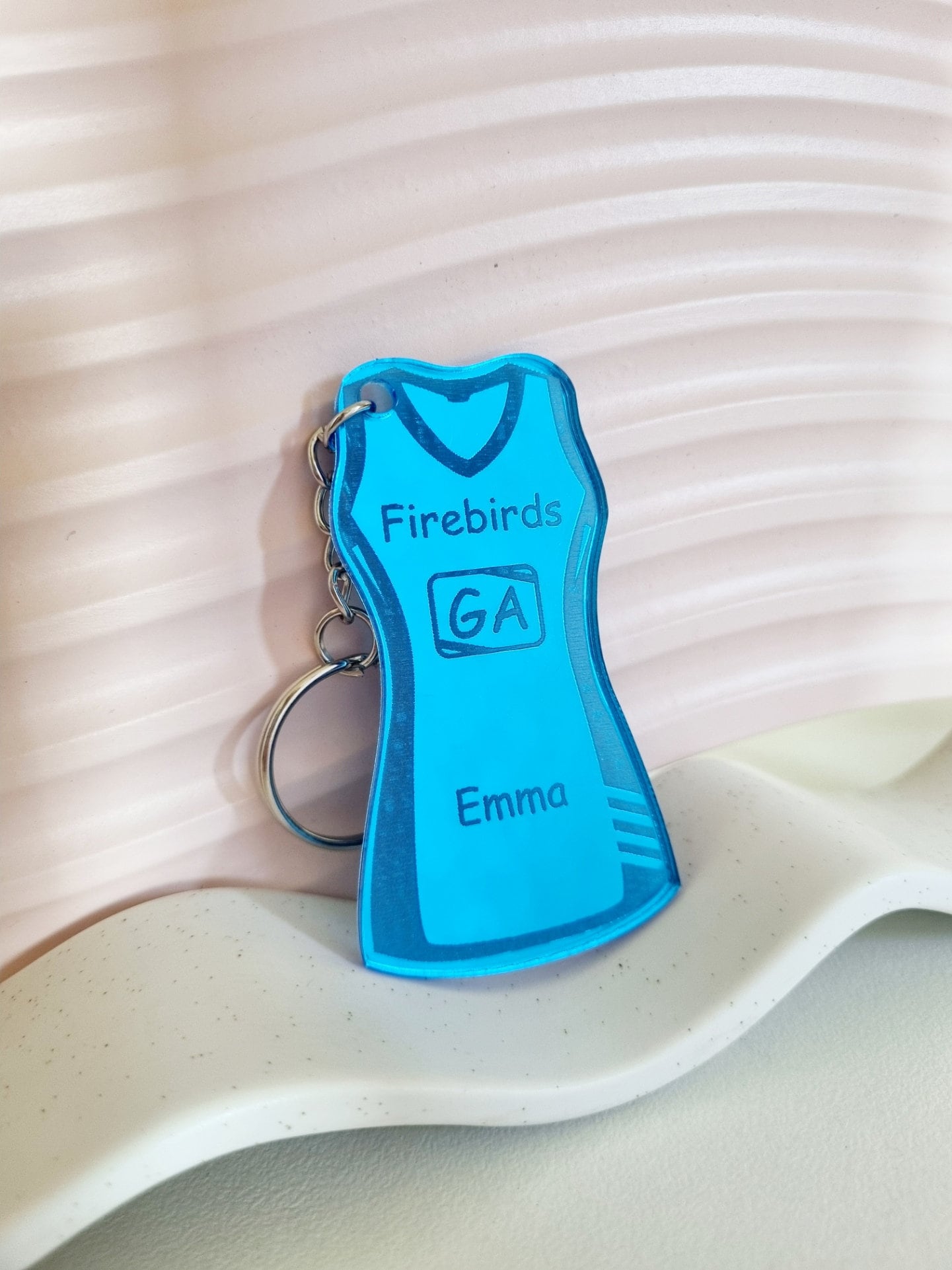 Porte-clés Netball Personnalisable - Bois Gravé Avec Nom Et Position - Cadeau Pour Joueuse, Coach Ou Fan - Forme De Maillot