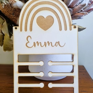Rainbow Personalised Hair Accessory Organiser, Boho Bedroom Decor, Girls Bedroom Decoration, Hanging Headband Display