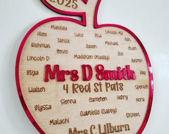 Placa personalizada de manzana para profesor, regalo personalizado de fin de curso para educadores, recuerdo grabado de manzana para el aula.