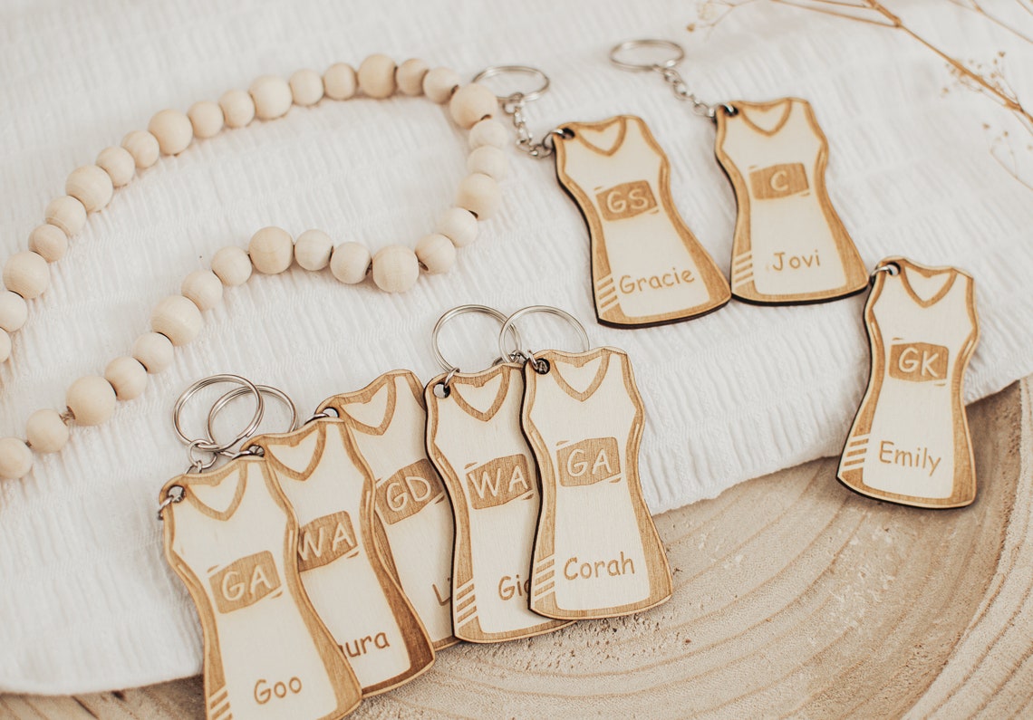 Personalised Netball Dress Keyring, Custom Netball Gift, Netball Player ...