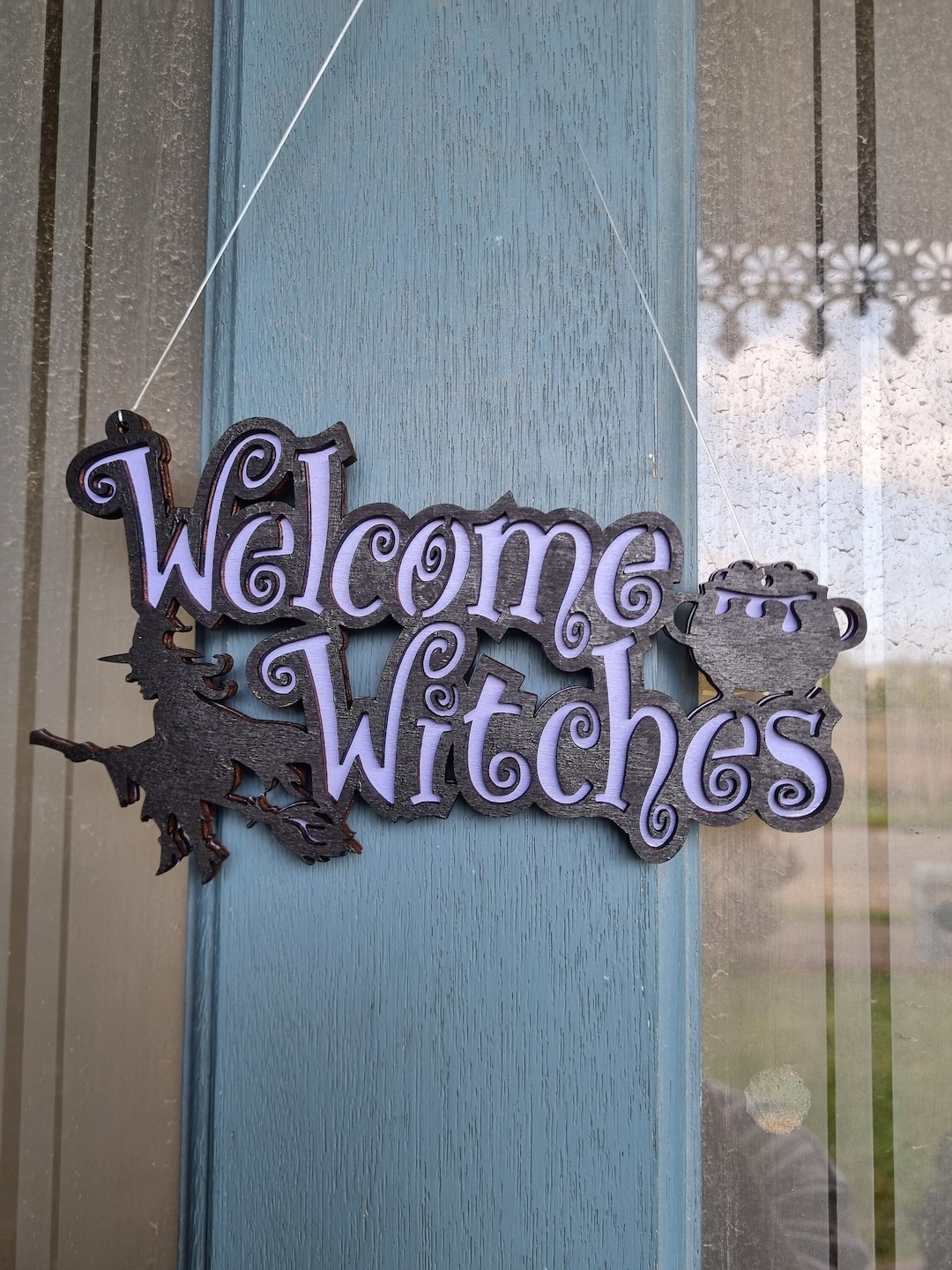 Halloween Welcome Witches Door Sign, Hand Painted Sign, Door Decoration ...