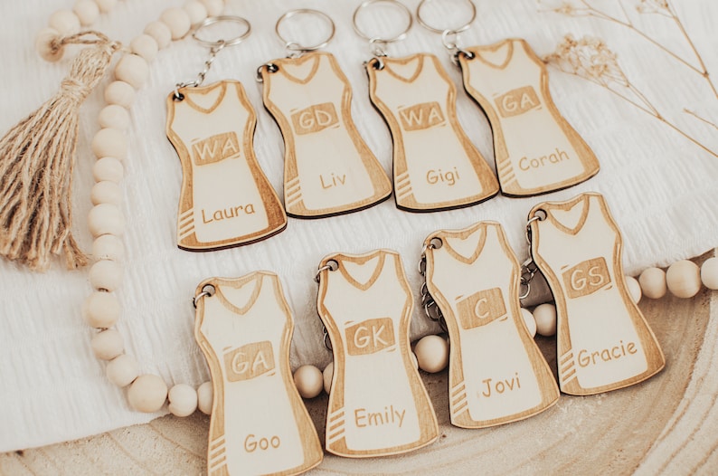 Personalised Netball Dress Keyring, Custom Netball Gift, Netball Player ...