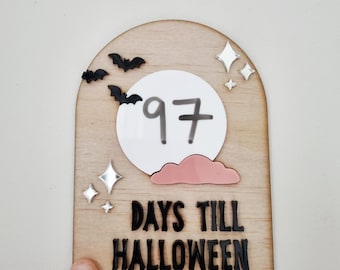 Targa per il conto alla rovescia di Halloween - Cartello in legno riutilizzabile