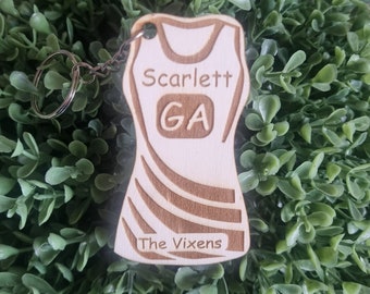 Personalised Netball Dress Keyring, Netball Team Gift, Netball