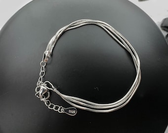 Pulsera de cadena de plata de ley, pulsera minimalista delicada S925, pulsera de cadena ajustable simple, regalo delicado para ella