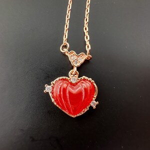 Collar colgante de corazón de carnelian rojo, collar de encanto de corazón de carnelian delicado, regalo de piedra de nacimiento de enero para ella imagen 6