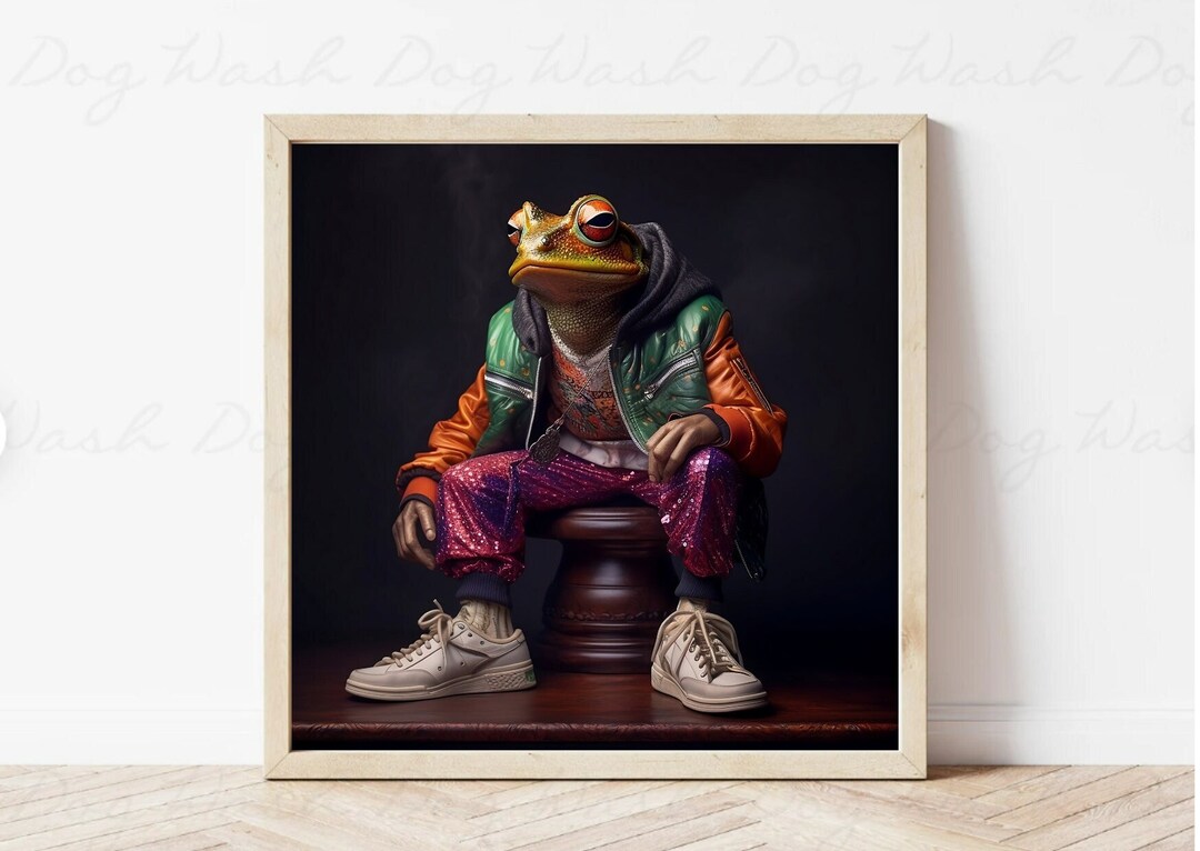 Funny Animals Wall Decor, Urban Painting, Animal Portrait, Quirky