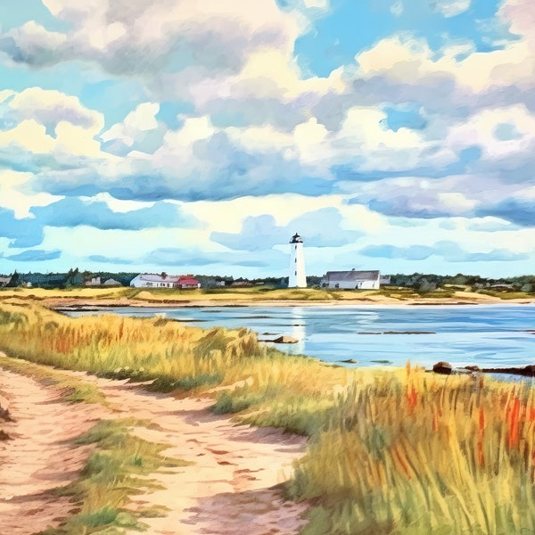 Cape Cod National Seashore Massachusetts Art Bundle of Watercolor Digital Art Oil Painting Wall Decor and Photo Realistic Pictures
