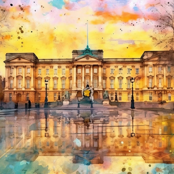 Buckingham Palace Print London England Art Watercolor Digital Art Oil Painting Wall Decor and Photo Realistic Pictures