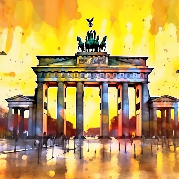 Brandenburg Gate Print Berlin Germany Art Watercolor Digital Art Oil Painting Wall Decor and Photo Realistic Pictures