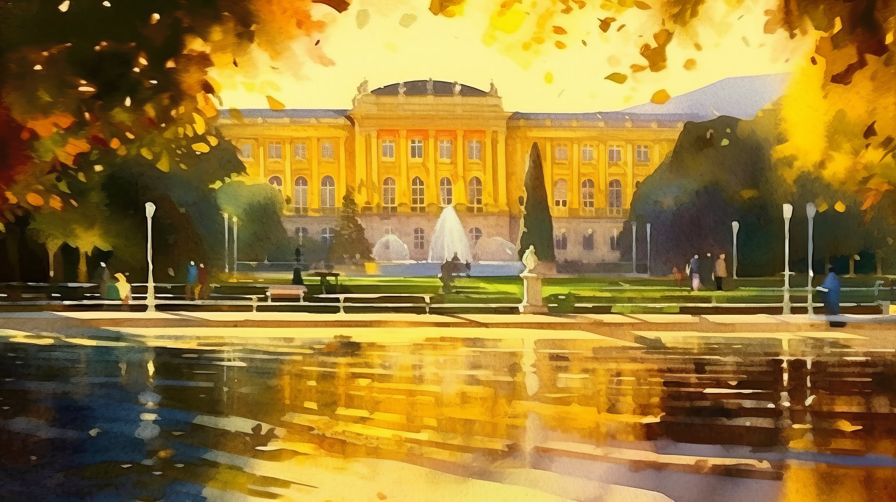 Palace of Schönbrunn Print Vienna Austria Art Watercolor Digital Art