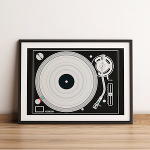 Art print Technics 1210 Turntable print Black  - Wall Art