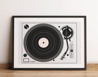 Kunstdruk Technics 1210 Platenspelerprint Wit - Muurkunst
