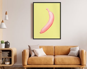 Pink Banana poster design  - Wall Art