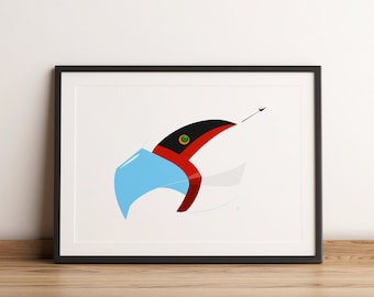 Kunstprint Battle of the Planets Helmet Print - 80&#39;s Cartoon G-Force Gatchaman - Retro Wall Art - Mark