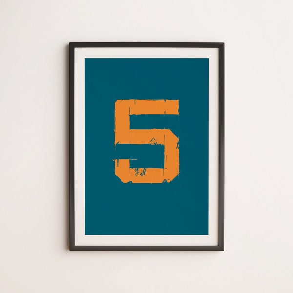 Number art print Battle of the Planets Character Numbers - 80's Cartoon G-Force Gatchaman - Retro Tee - Number 5 Tiny