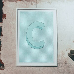 C para impressão de letras ciano CMYK - arte de parede