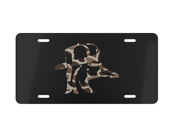 Black License Plate with Old School Camo Redneck Duck, Hunting Gifts, Car/Truck Accessories