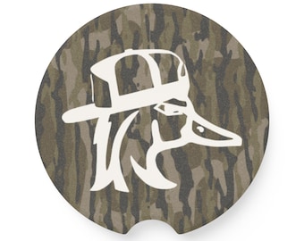 Mossbark Camo Soapstone Car Coaster with Redneck Duck, Hunting Gifts, Duck Hunting, Car Accessories