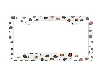 Colorful Cheetah Metal License Plate Frame, Gifts For Her, Car Tag Frame