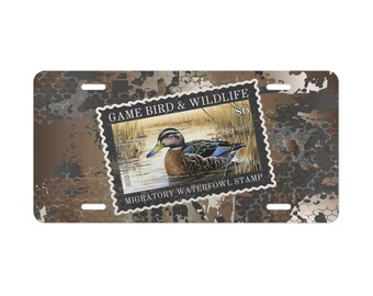 Camo License Plate, Mallard Duck, Waterfowl Stamp, Hunting Gifts, Truck Tag, Accessories