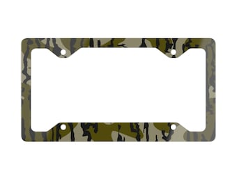 MossBark Camo Metal License Plate Frame, Hunting Gifts, Gifts for Him