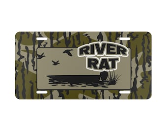 MossBark Camo License Plate, River Rat Design, Duck Hunting Gifts, Car/Truck Accessories