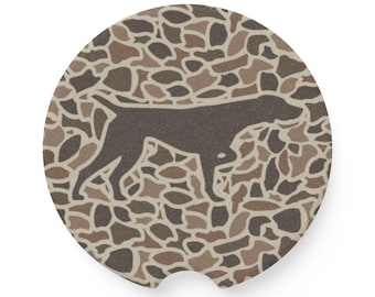 Old School Camo Soapstone Car Coaster, Pointer, Hunting Gifts, Truck/Car Accessories