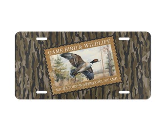 Camo License Plate, Northern Pintail Duck Stamp, Hunting Gifts, Truck Tags, Waterfowl Accessories