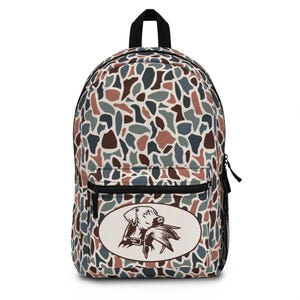 Camo Backpack with Duck Dog, Kids Bookbag, Back to School, Hunting Bags, Cute School Accessories, Hunting Gifts